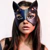 Máscara de Olhos BDSM com Rebite e Design Vazado Tira Ajustável Máscara Erótica para Roleplay Acessório Sexy de Mascarada para Roleplay para a Intimidade de Casais