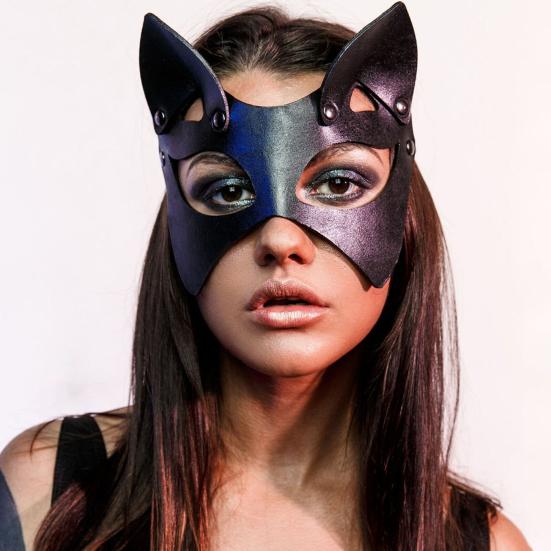 Máscara de Olhos BDSM com Rebite e Design Vazado Tira Ajustável Máscara Erótica para Roleplay Acessório Sexy de Mascarada para Roleplay para a Intimidade de Casais