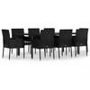 VidaXL Ensemble à manger jardin 9pcs et coussins noir résine tressée, ensemble de salle à manger, ensemble de salle à manger 3185159