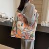 Large Capacity Embroidered Cartoon Canvas Tote - Unisex Casual Shoulder Bag