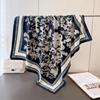 Fashion Imitation Silk Large Square Scarf Retro Flower Printing Professional Versatile Shawl Diagonal Silk Pattern Scarf Headscarf Women