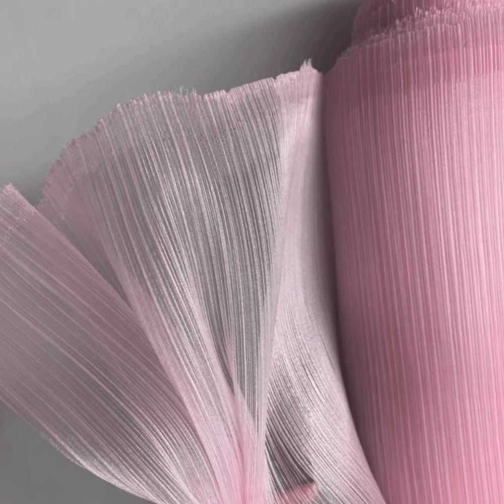 Thin Sheer Pleated Organza Fabric Bright Pleated Stiff Mesh Organza Dress Fabric Soft Comfortable DIY Sewing Fabric