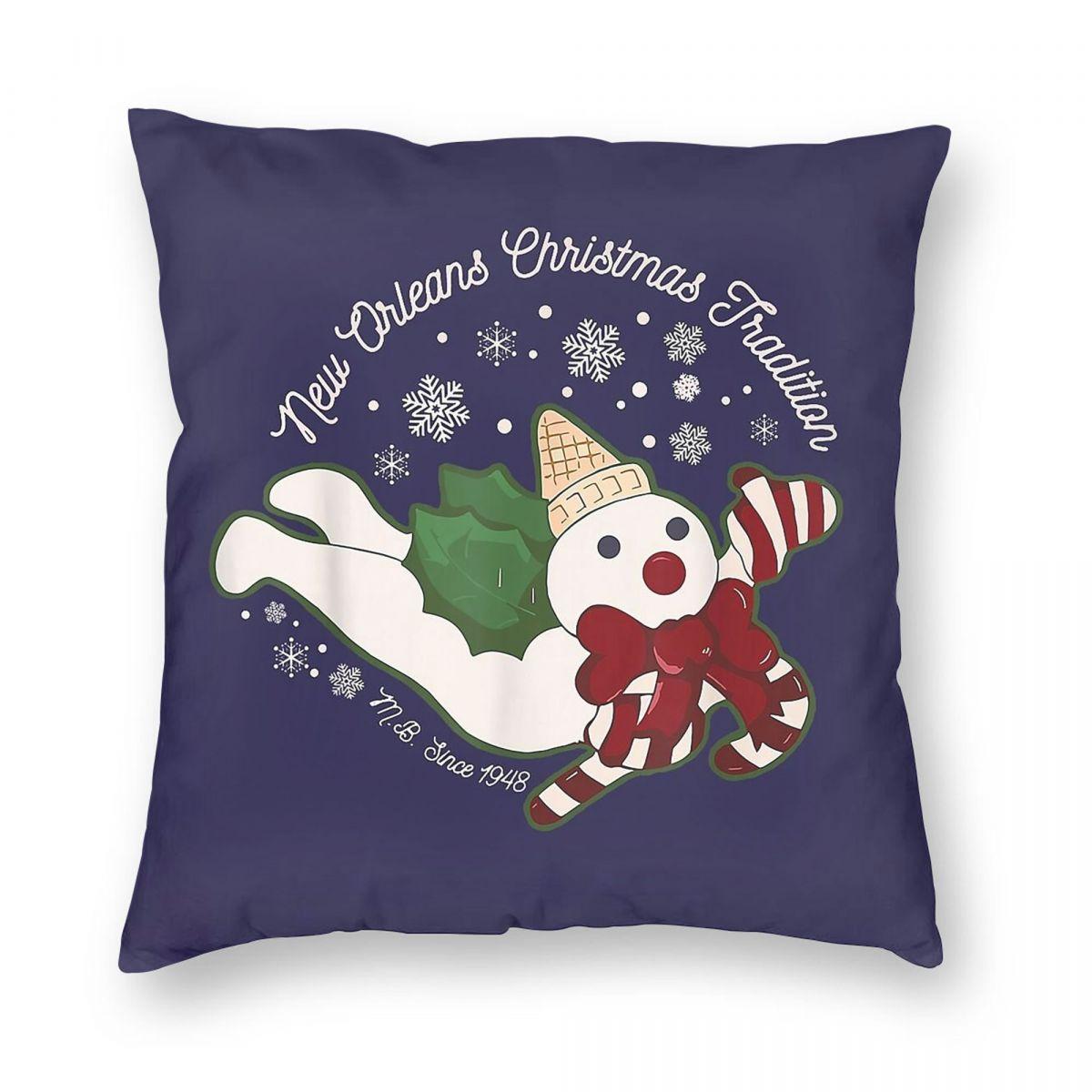 Mr Bingle Christmas Pillowcase Polyester Linen Velvet Creative Zip Decorative Pillow Case Sofa Seater Cushion Cover Peach skin 18*18(CM)-1Pcs