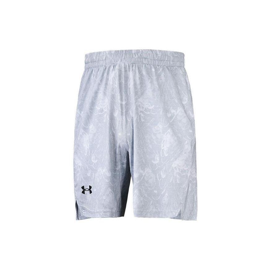 Under Armour מכנסי ספורט קצרים לילדים עם הדפס לוגו, מתייבשים במהירות, לבן 22500211-100