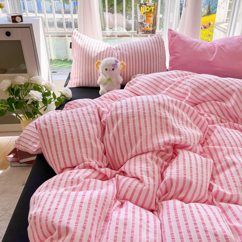 Copripiumino Moderno a Strisce Lavabile Moda Confortevole Delicato sulla Pelle Dormitorio Tessile per la Casa Biancheria da Letto Taglia King Queen Nuova