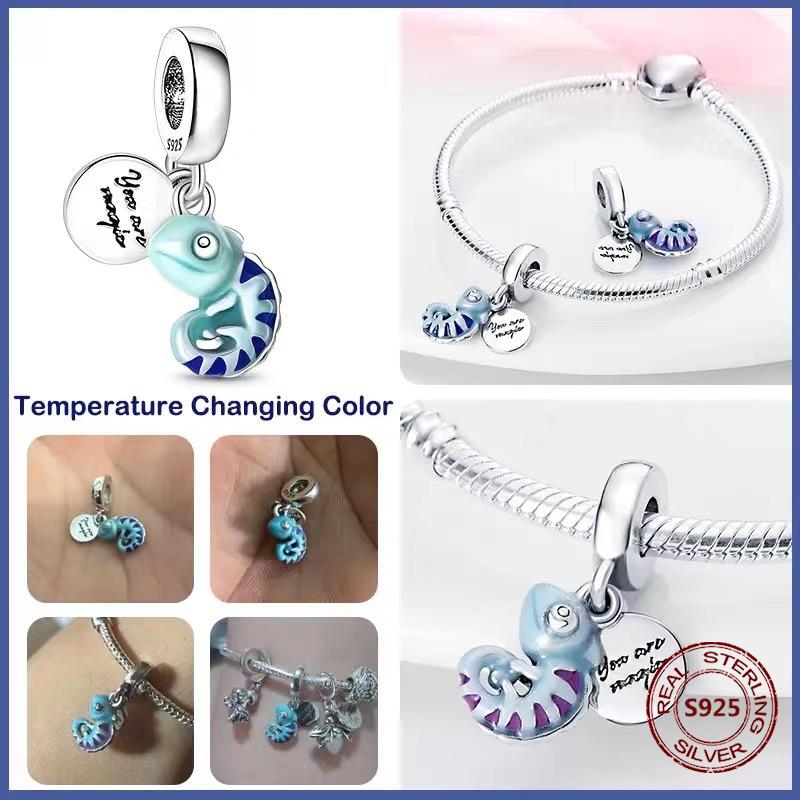 Chameleon Luminous Firefly Charm Fit  S925 Original Bracelets Butterfly S925 Silver Beads For DIY Jewelry Birthday Gift