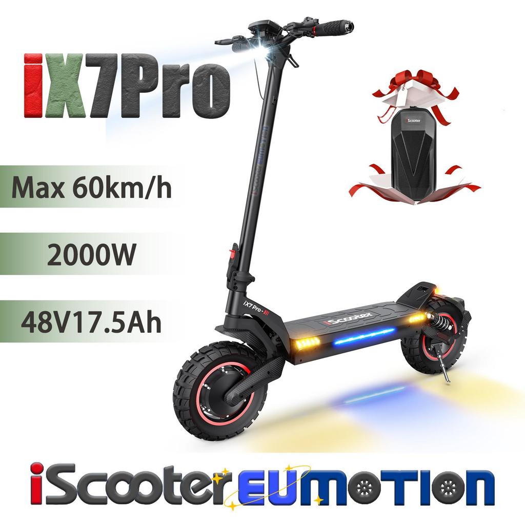 iScooter iX7Pro Electric Dirt Scooter 2000W Dual Motor, 48V17.5Ah Battery, Up to 60km/h, Full Suspension, APP Control, 10" Off-Road Tires E-Scooter