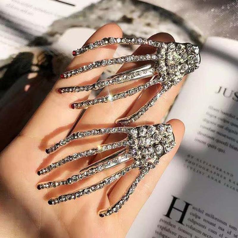 1Pc Punk Style Skull Claw Hand Bone Hair Clips Alloy Hairpins Headband Barrettes