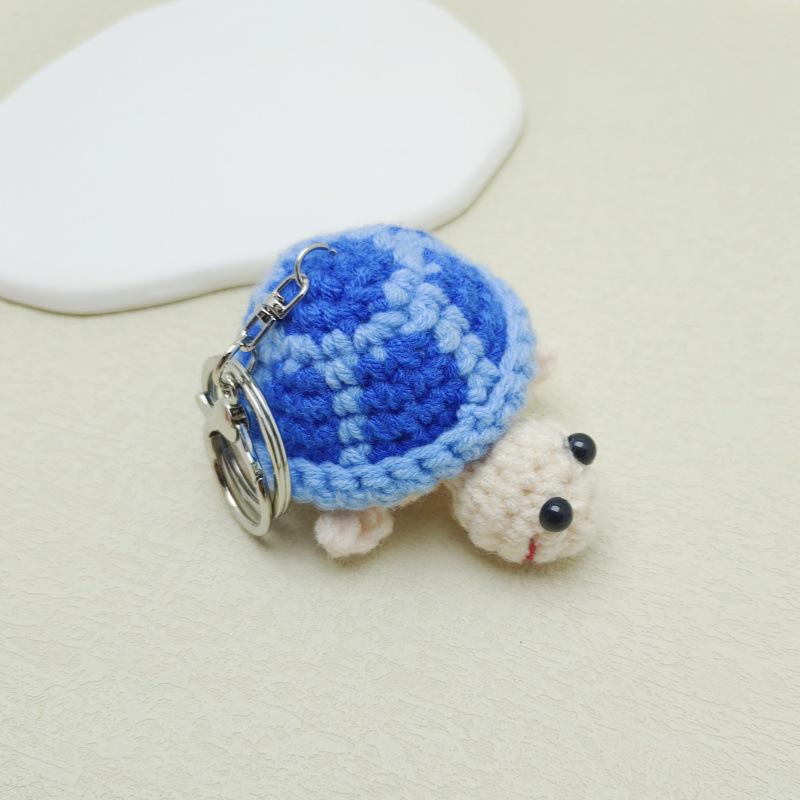 Handmade Crochet Turtle Keychain Pendant - Cartoon Sea Turtle Bag Charm Gift Decoration.