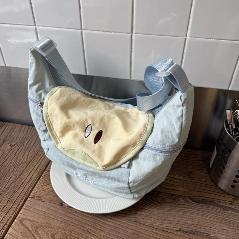 Summer dopamine contrasting color shoulder bag women's new cute fruit large capacity messenger bag dumpling bag