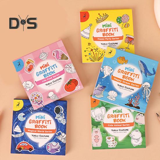 Kids Doodle Book Kids 5 Themes 50 Pictures Stimulate Imagination Portable Mini Graffiti Book with Simple Patterns