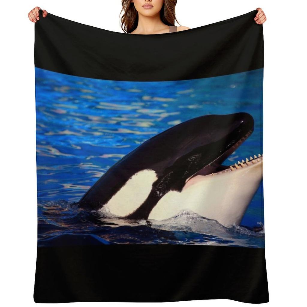 Happy Orca Throw Blanket for winter Single Personalized Gift Comforter Blankets