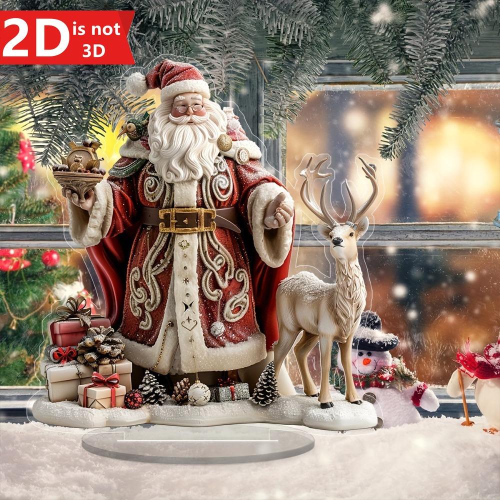 2D Bohemian Ice & Snow Santa Tabletop Decor. Creates a Rich Christmas Atmosphere for Desktop & Office.