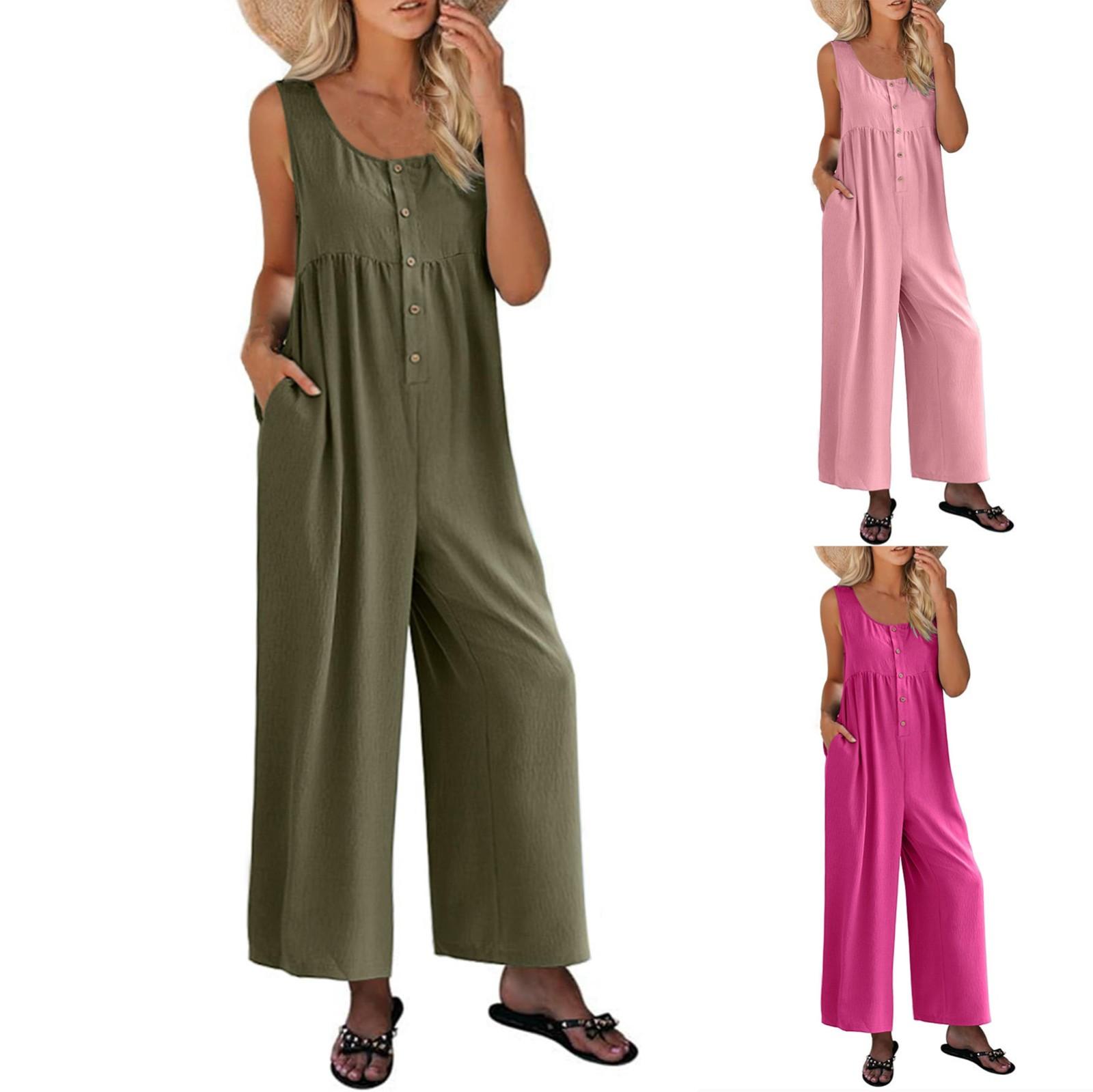 

Womens Casual Fashion Comfy Jumpsuit Rompers With Pockets M чёрный
