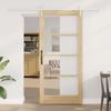 Sliding Door Natural 93 X 202 Cm Solid Pine Wood and Glass