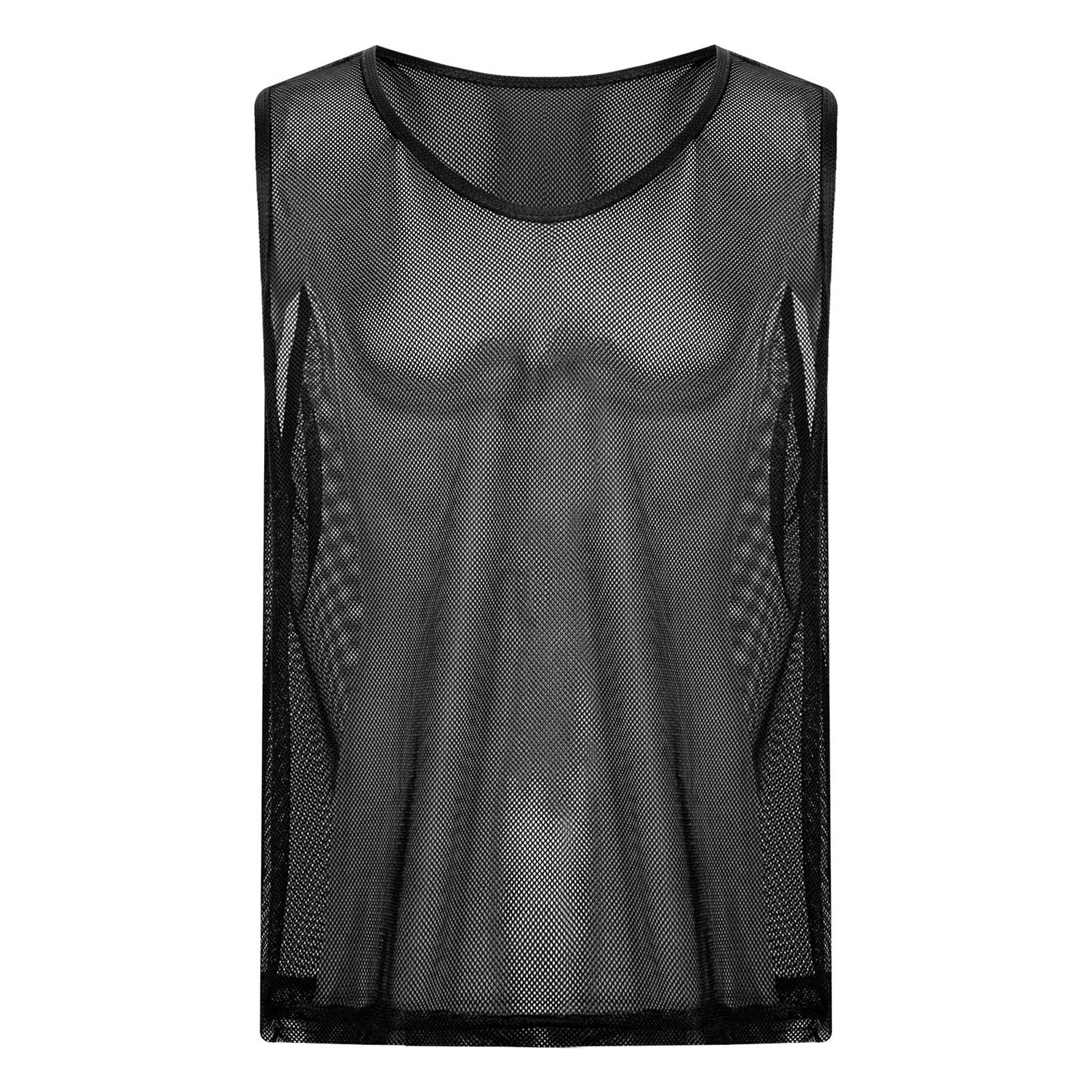 

Mens Hollow Out Mesh Training Vest Round Neck Sleeveless Tank Top Team Sportswear L чорний