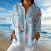 Women's Winter Fashion Light Blue Floral Long-Sleeve Top