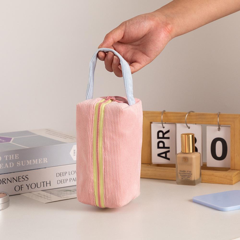 Handheld Corduroy Makeup Bag Case Women Cosmetic Bag Large Capacity Lipsticks Mobile Phone Pouch Toiletry Bag Travel Organizer