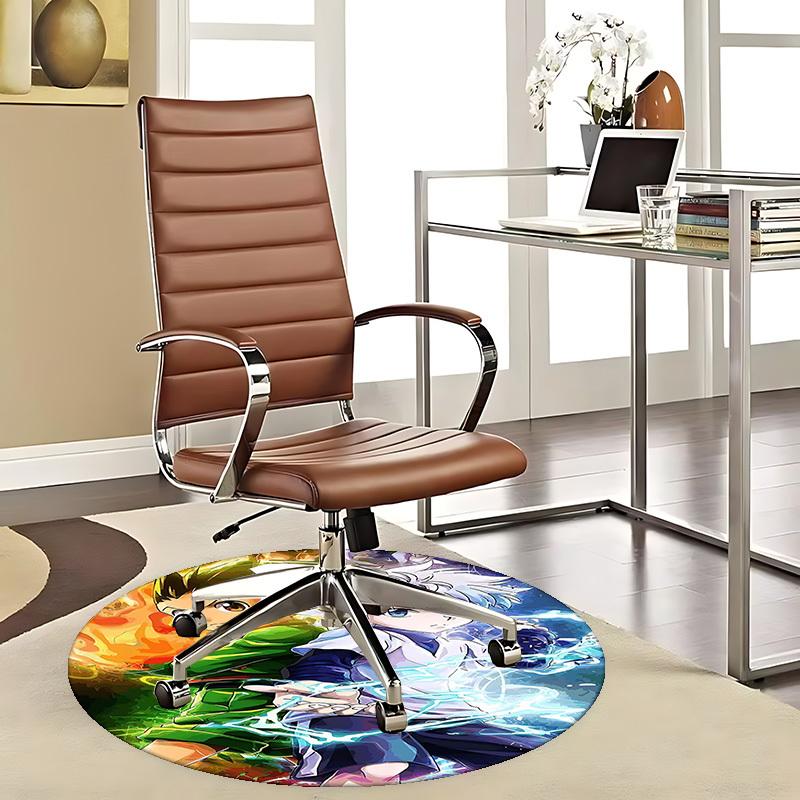 1pc Anime Cartoon Design Round Carpet  Office Chair Mat, NonSlip Rug for Home Decor, Living Room