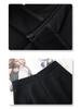 Women's Spring 2025 High-End Black Pleated Irregular Midi Skirt