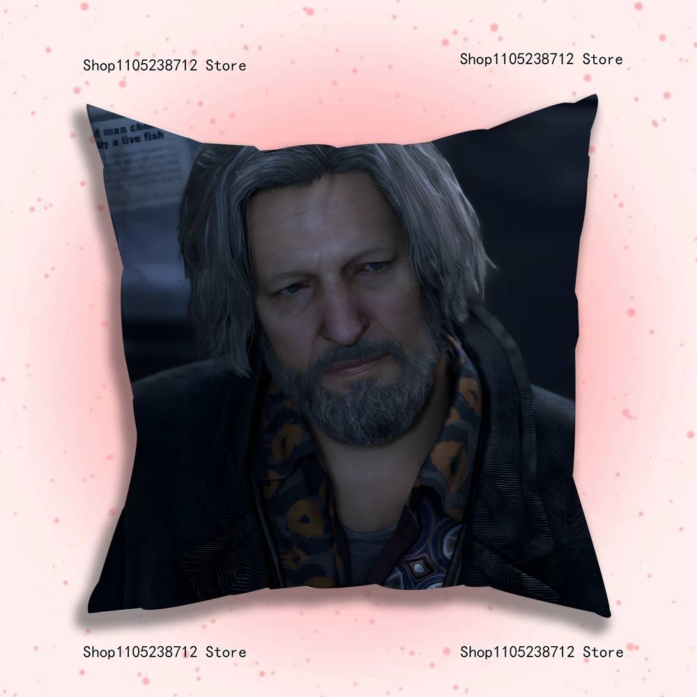 Popular Game Hank and Connor Pillow Covers Cartoon Sofa Decorative Home Double-sided Printing Short Plush Cute Cushion Cover