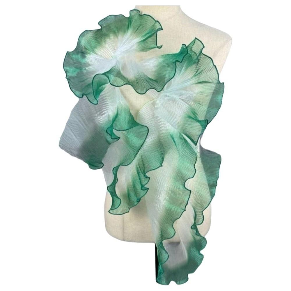 13 Cm X 1 Yard Pleated Fabric Three-Dimensional Pleated Transparent Edge Crepe Fabric Iridescent Gradient Wavy Trim