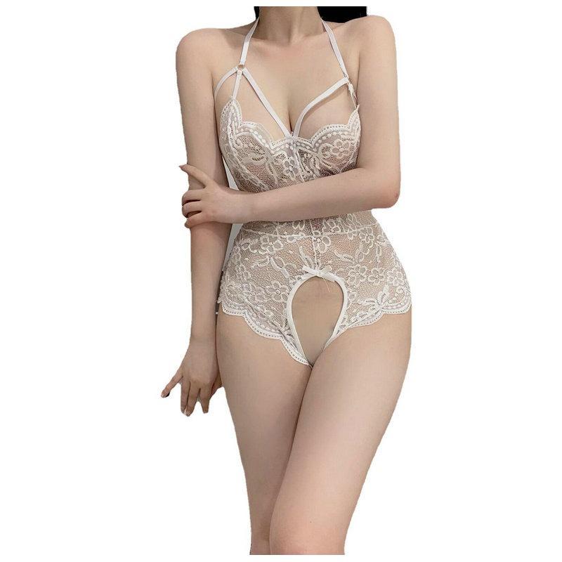 Sex Underwear Open Crotch One-piece Uniform Temptation Milk Lace Neck Perspective Passion Nightclub Game Clothes