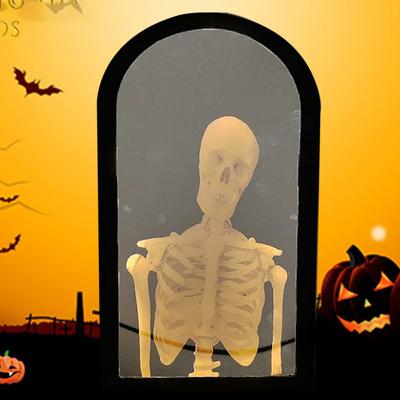 Yousheng Halloween Ghost Mirror LED Haunted Mirror with Hologram Skeleton for Halloween Party Supplies Indoor Bedroom Kitchen Decor