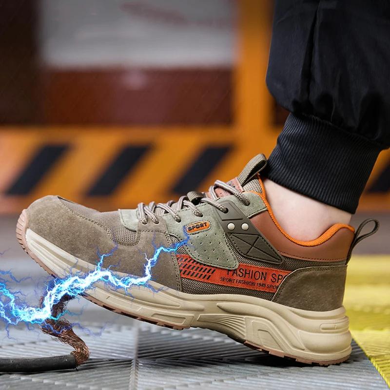 summer work shoes with plastic toe Anti Puncture Anti Smashing labor shoes industrial construction site safety shoes for men