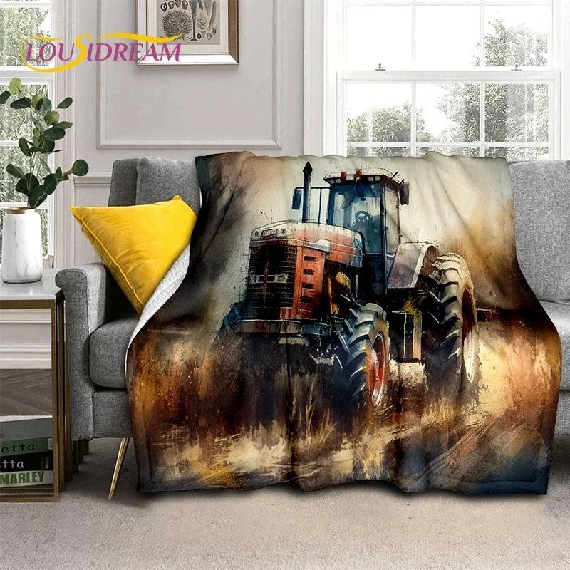 Retro Tractor Car 3D Truck Soft Flannel Blanket for Beds Bedroom Sofa Picnic ,Throw Blanket for Cover Outdoors Leisure Gift