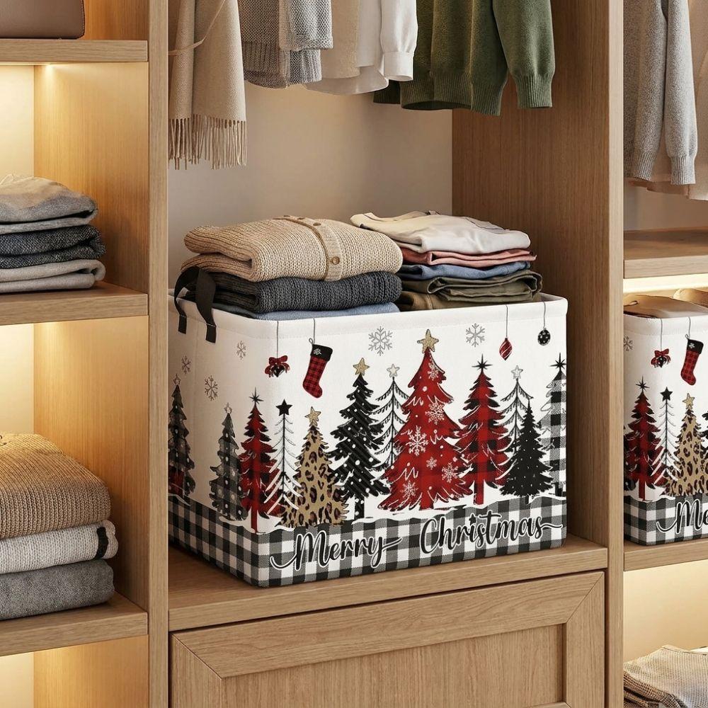 Large Capacity Christmas Storage Basket Cartoon Snowman Toys Organizer Box Laundry Hamper Closet