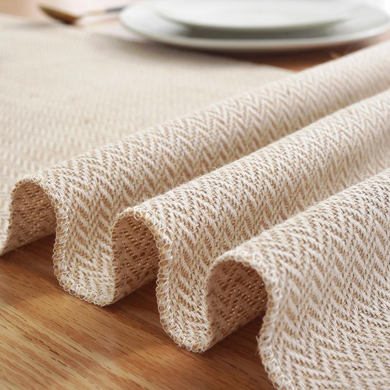 Simple Table Runner Solid Color Handmade Tassled Cotton Linen Table Runner Household Tea Table Flag