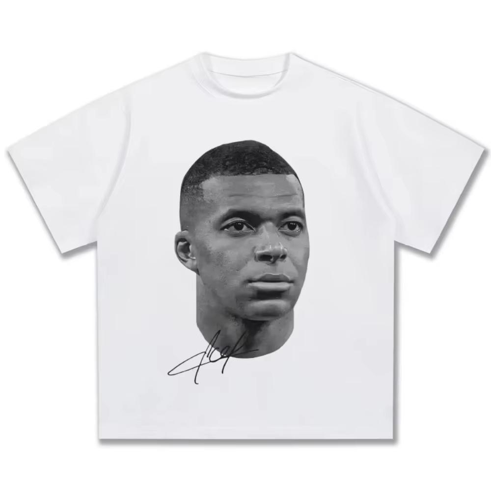 T-shirt Imprimé Étoile Mbappé Unisexe Femmes Grande Taille Décontracté Manches Courtes Col Rond Coton Hauts Mode Streetwear Unisexe