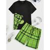 2026 Zomer Casual Korte Mouw Modieus Ademend Sport Set Losse Pasvorm Sneldrogend Heren Korte Mouw Hip-Hop Beer Print Set