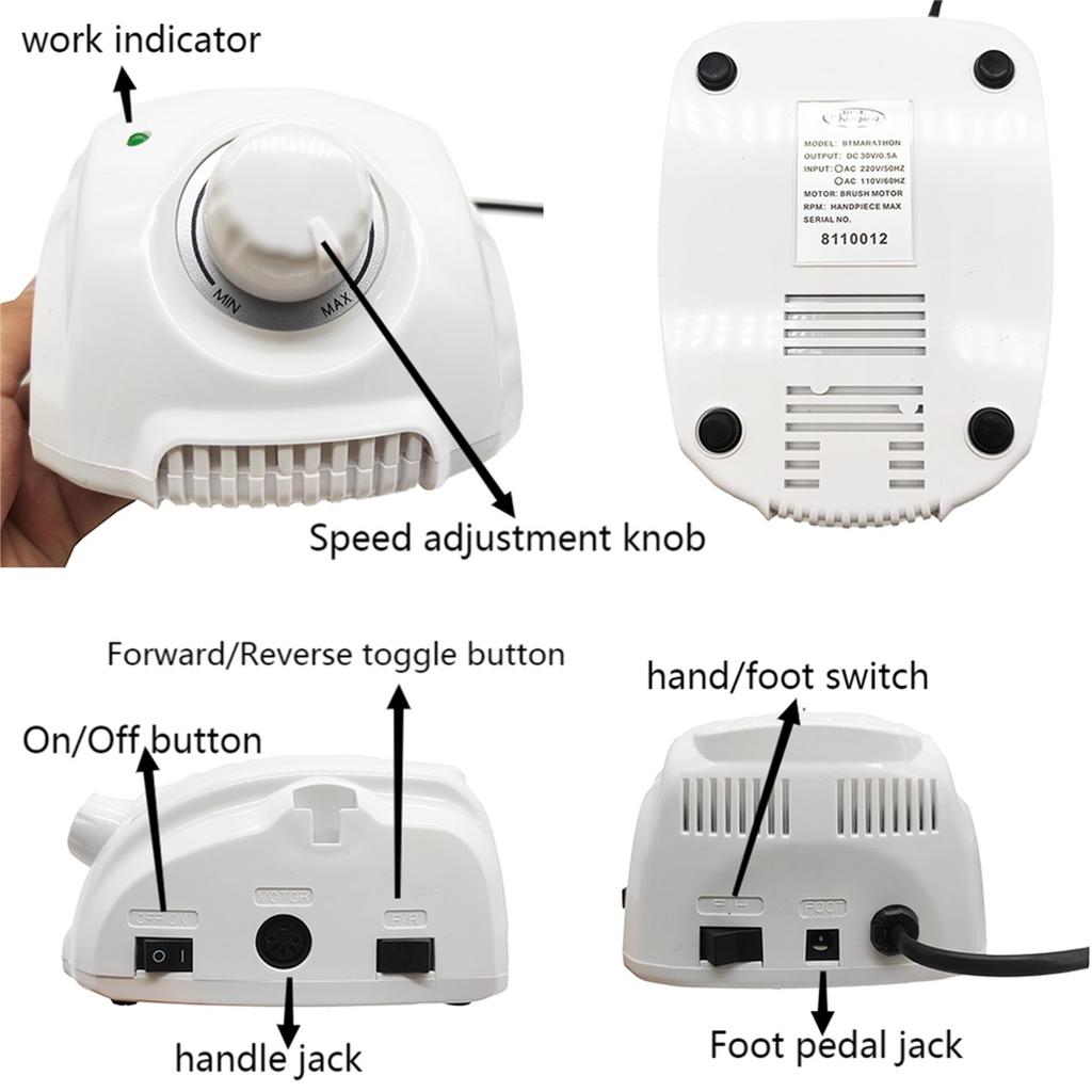 65W Electric Nail Drill 35K H200 Polish Handle For STRONG210 BT Marathon Champion-3 Milling Manicure Pedicure Machine Grind Tool