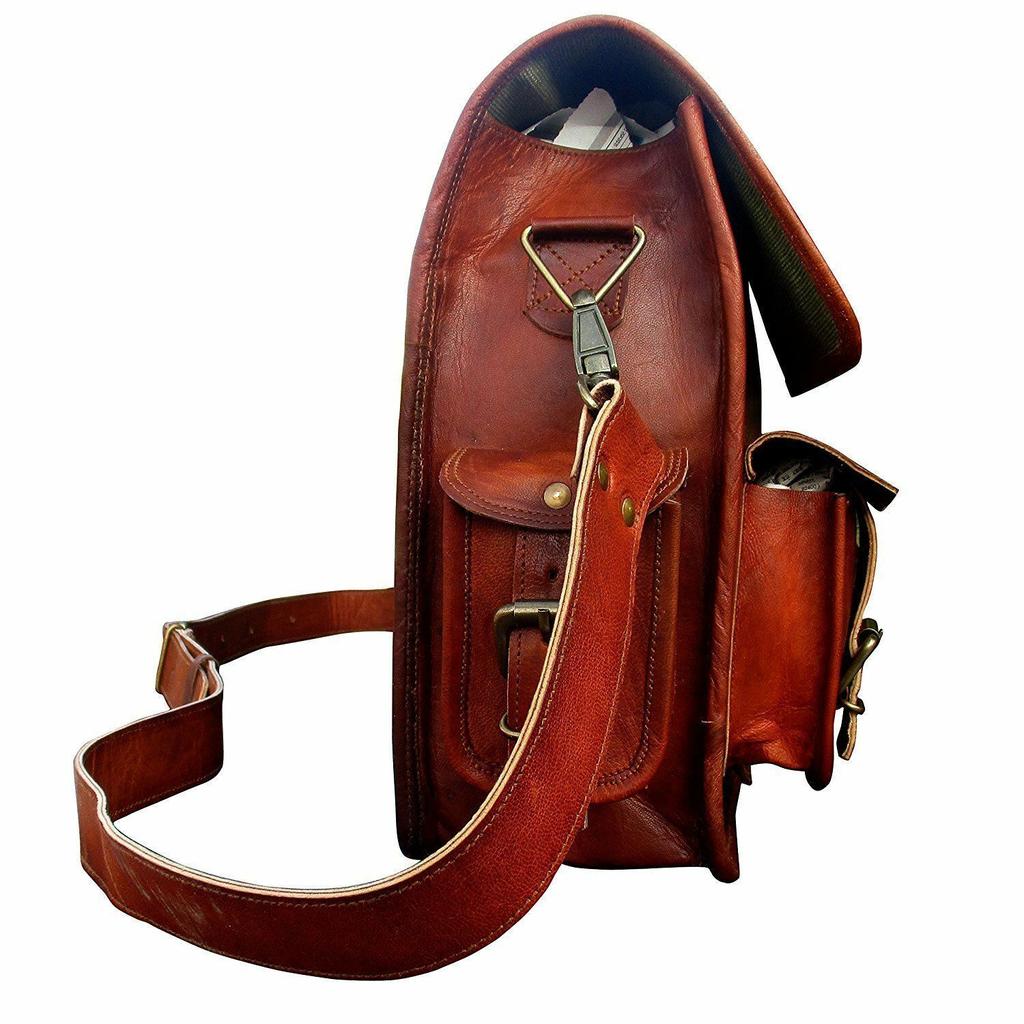 Laptop Briefcase Bag Soft Leather Vintage Messenger Shoulder Men Satchel