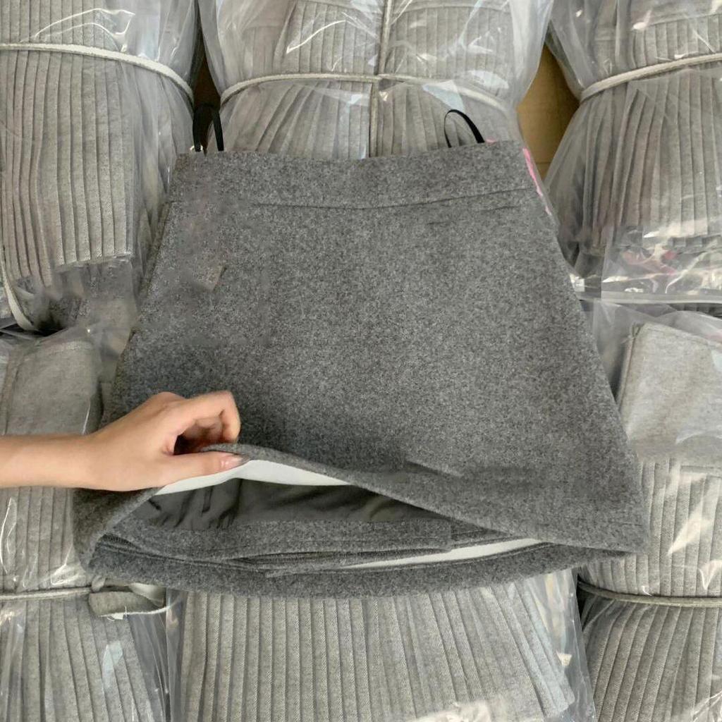 Women's 2025 Korean Style Grey Wool Blend High Waist A-line Mini Skirt - Versatile and Slimming for Autumn/Winter