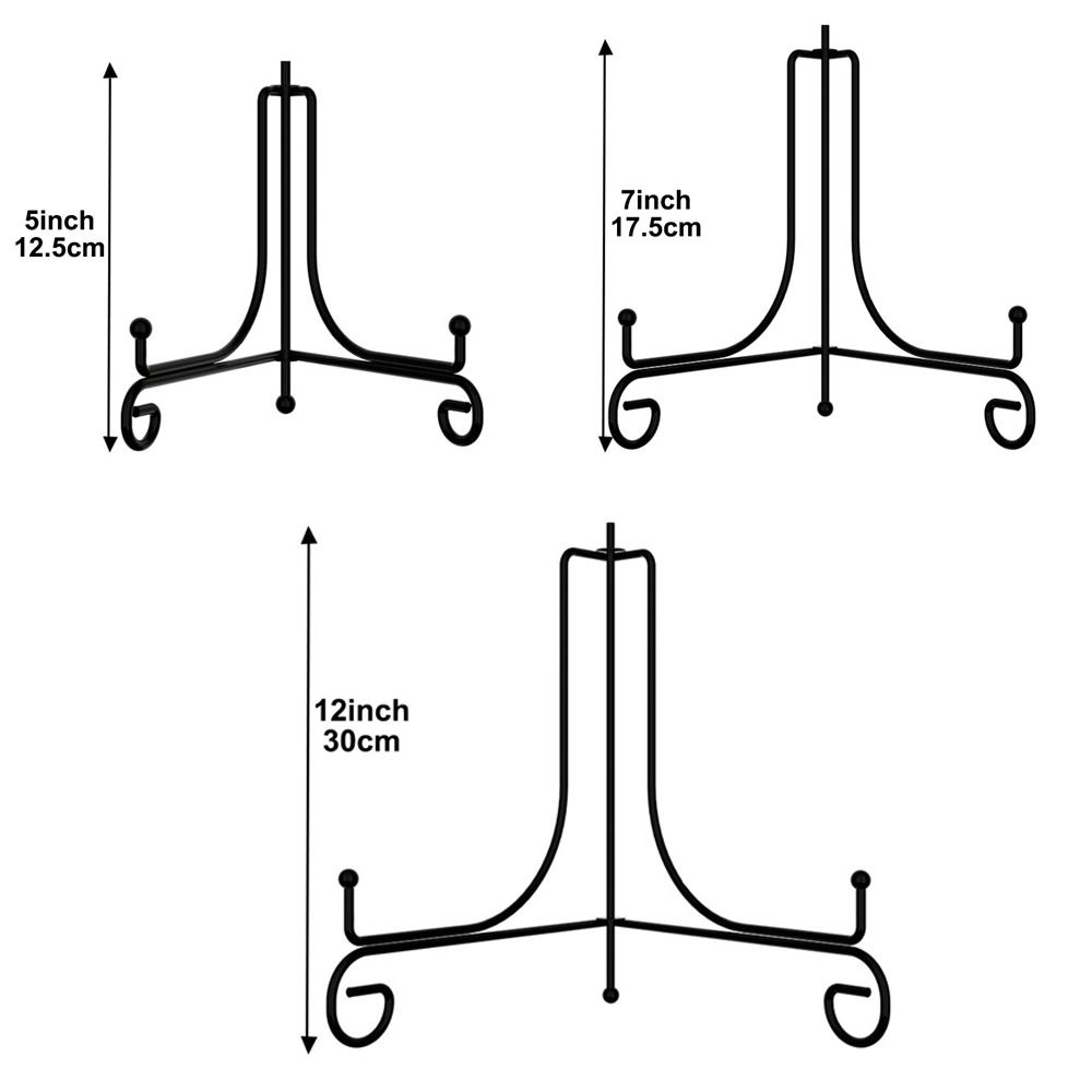 Art Photo Pedestal Bowl Picture Frame Plate Rack Easel Black Iron Display Stand