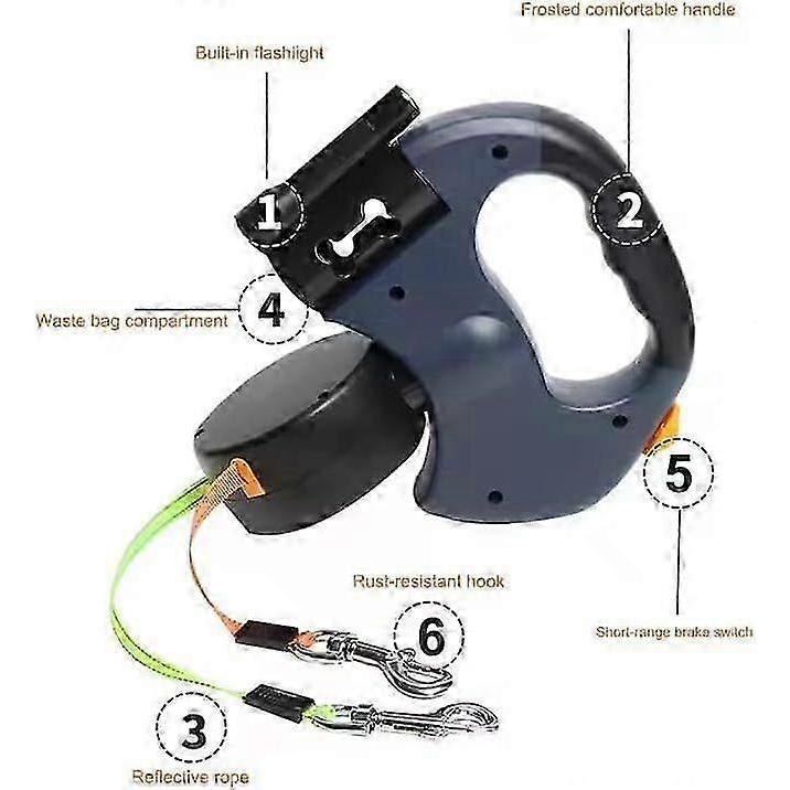 Illuminated Double Retractable Leash for Two Dogs, 360 Anti-Tangle Swivel Strap