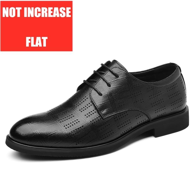 Men's Business Dress Elevator Shoes Hollow Out Black Formal Wedding Shoes 6CM Height Increase Pointed Toe Casual Elegant Oxfords