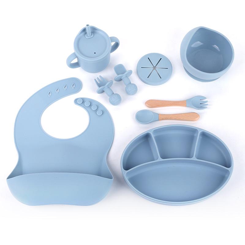 

Silicone Meal Set: Divided Tray, Feeding Bib, Spoon & Baby Food Bowl