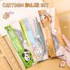 1Set Cute Cartoon Capybara Kids Ruler Stationery Set Multifunctional Combination Ruler Triangle Protractor Drawing Tools