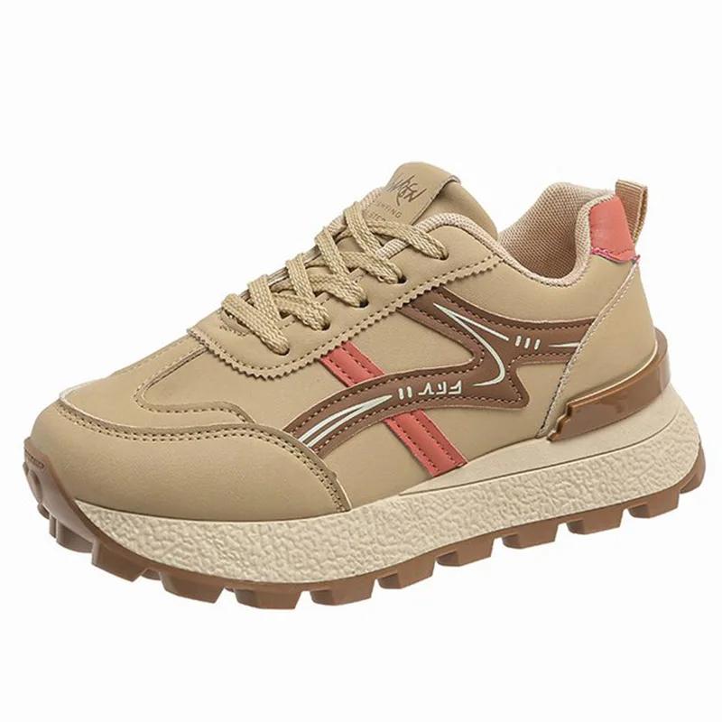 

Женские кроссовки на толстой подошве Модные зимние SyfIyno Новые женские повседневные кроссовки для ходьбы Нескользящие спортивные туфли с низким верхом 35 коричневый