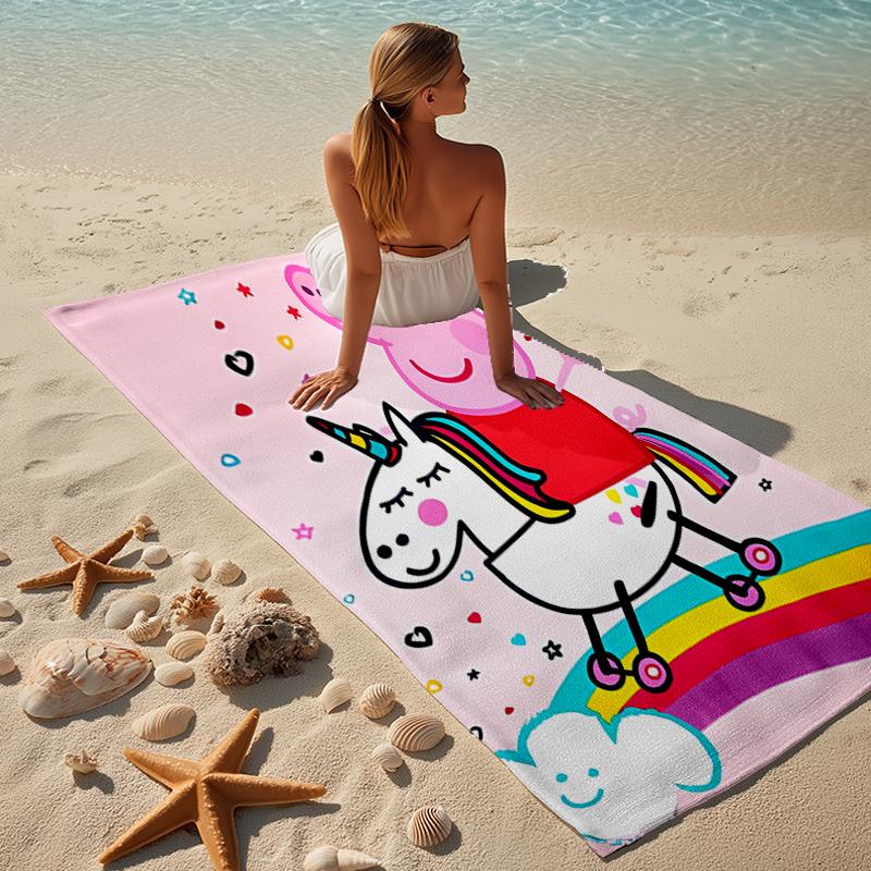 proof beach towel with a Peppa Pig pattern - soft,absorbent,quick-drying,machine washable - perfect for swimming,camping,bathing