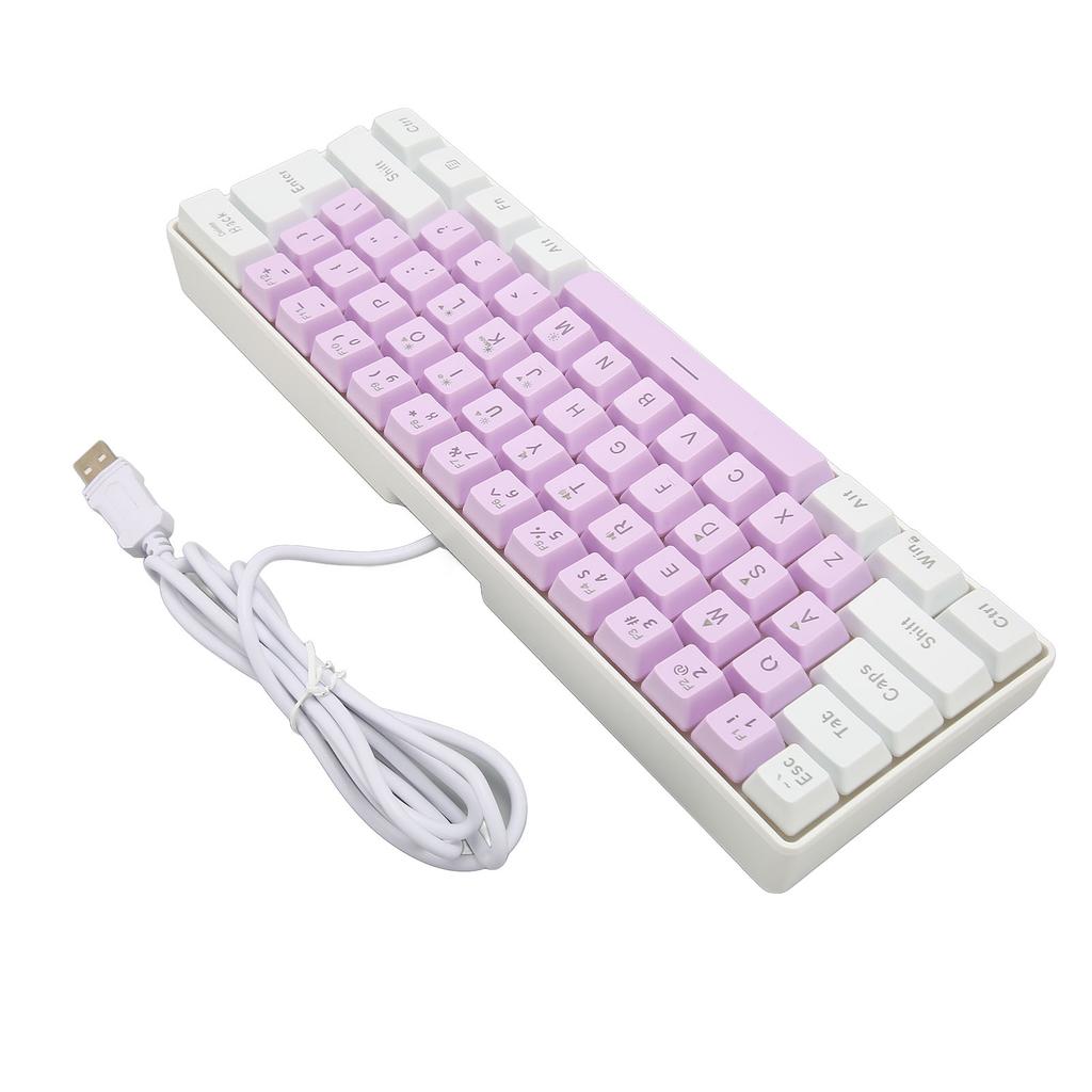 Gaming Keyboard USB 61 Keys RGB Backlit Ergonomic Contrast Color Space Saving Wired Keyboard for Desktop Laptop White