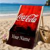 Custom Name Cola Classic Beverage Personalized Microfiber Beach Towel, Quick-Dry, Ideal for Summer Travel, Beach Essential, Swimming