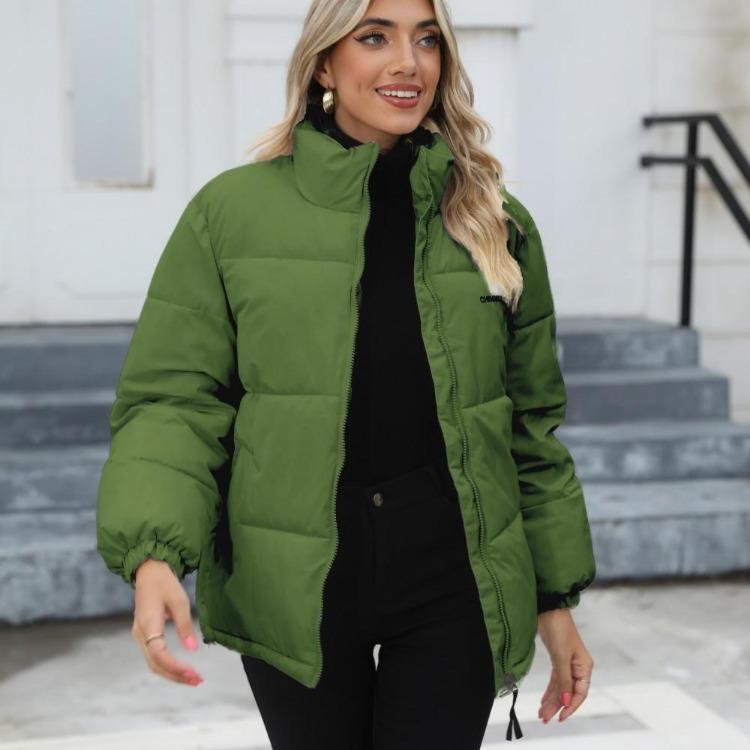 Women Winter Warm Down Jacket Casual Fashion Stand Collar Zipper Up Soft Comfortable Thicken Loose Short Puffer Coat Female Outwear