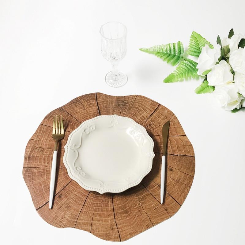 Wood Placement Table Mats Dining Tableware Pad Lotus Shape Tea Cup Bowl Decoration Coaster Christmas Pads