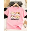 European Sizes Girls' Spring/Summer Casual T-Shirt "FURRY POTATOES" with Hamster Print, Cute Style Short Sleeve