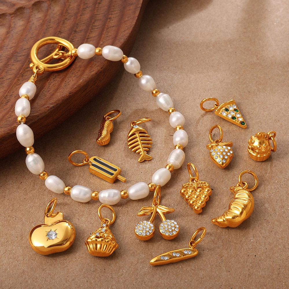 European & American Multi-Element Fruit Series Jewelry: Apple, Pineapple, Peanut Pendant Necklace & Bracelet for Women